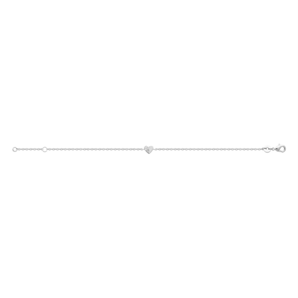 Bracelet petit coeur et goutte d'oxyde de zirconium Argent 925 Rhodié