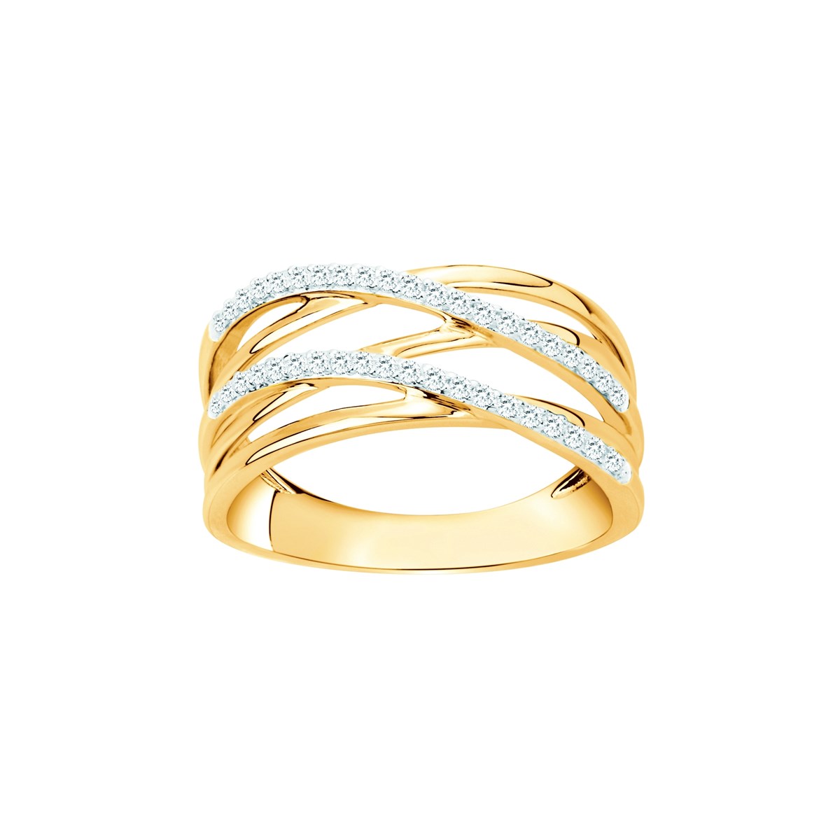 Bague en Plaqué Or avec oxyde de zirconium blanc