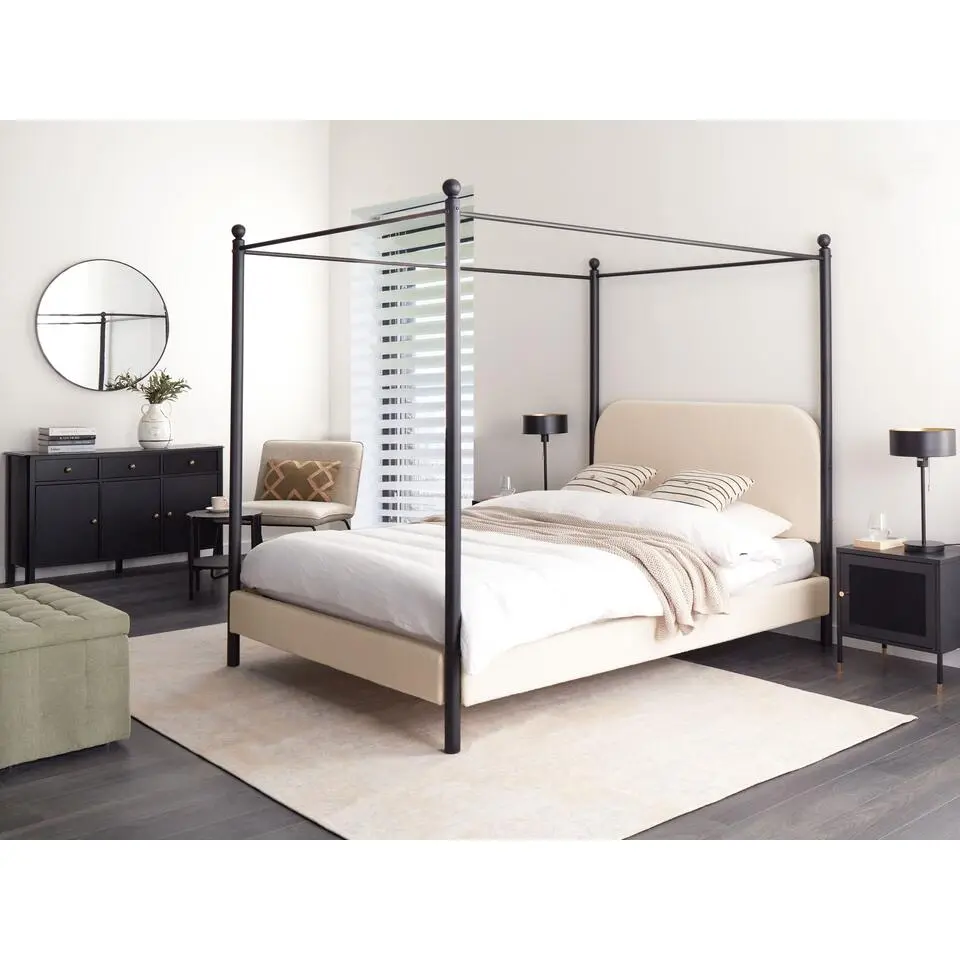 DANNEMOIS - Tweepersoonsbed - Beige - 140x200 cm - Bouclé