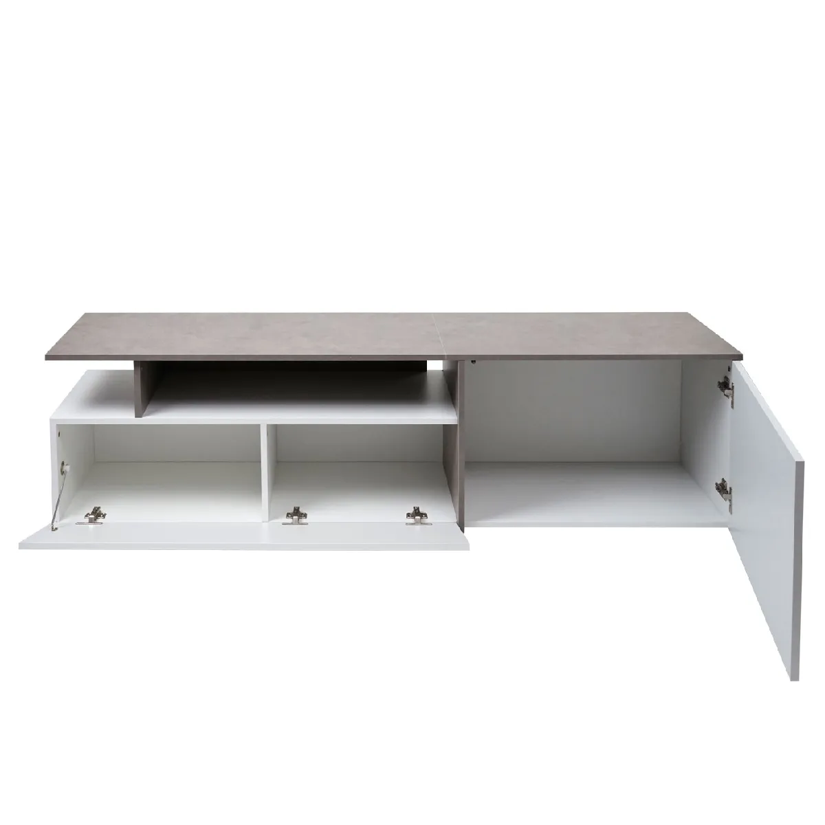 Mendler Meuble TV HWC-L34 Aspect Béton Blanc