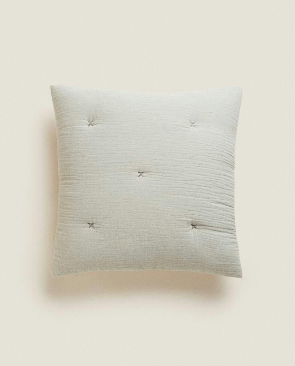 CAPA DE ALMOFADA EM CHIFFON E MALHA DE ALGODÃO