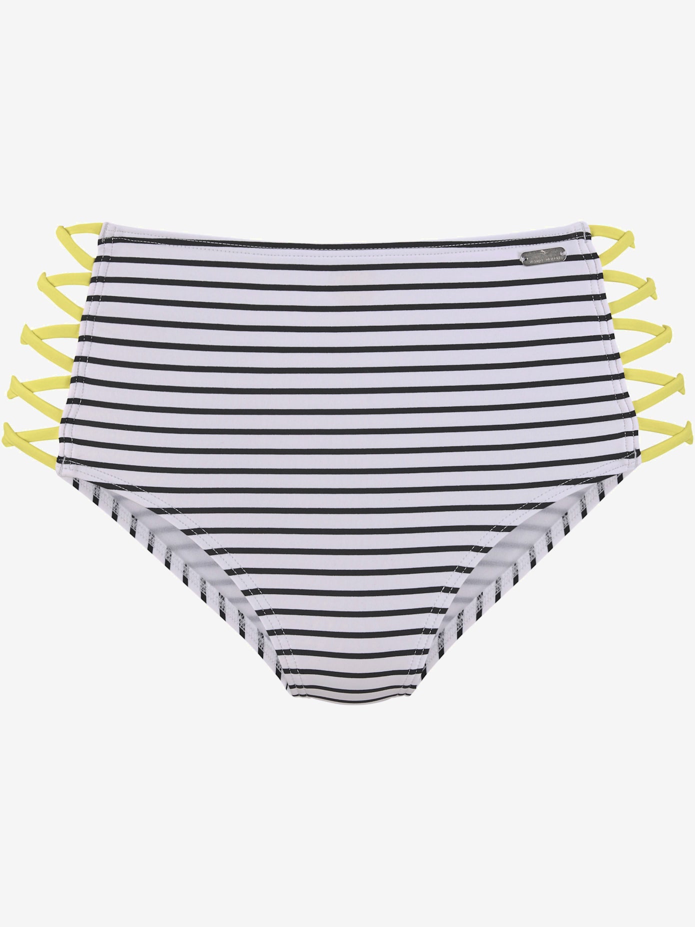 Bas de maillot de bain taille haute look rayé