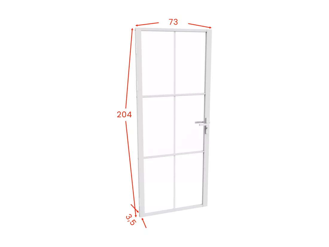 Bloc porte réversible en aluminium et verre trempé - H204 x L73 cm - Blanc - SEROTO