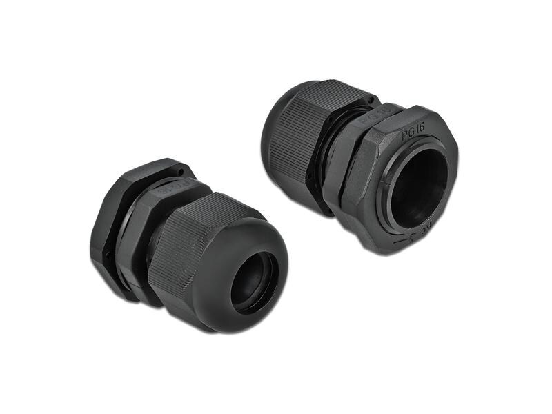 Delock Kabelverschraubung PG16, 27 mm 10 Stück, Schwarz Delock Kabelverschraubung PG16 10 Stück schwarz