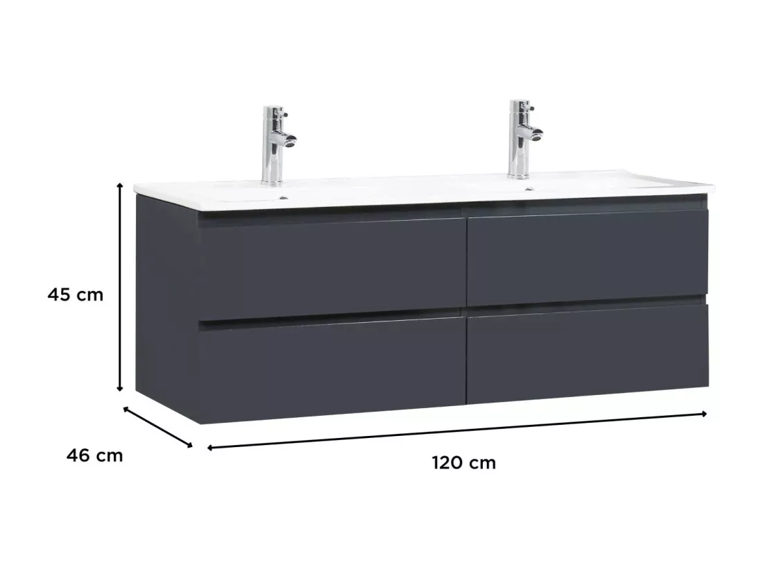 Meuble double vasque gris anthracite 120cm