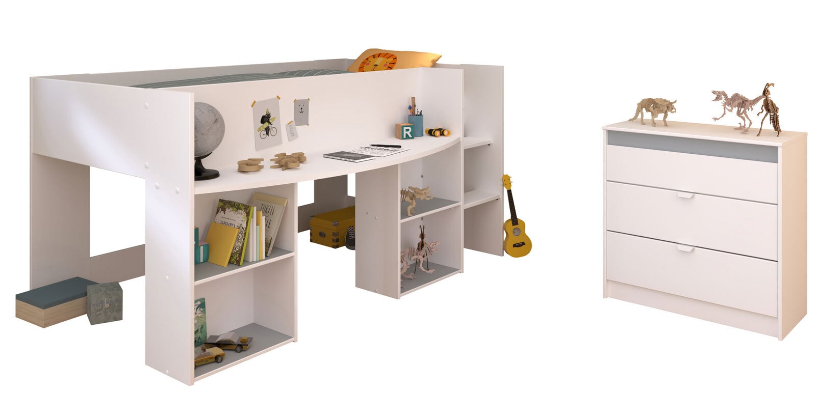 Parisot Kinderzimmer Pirouette16 weiß / grau / rosa