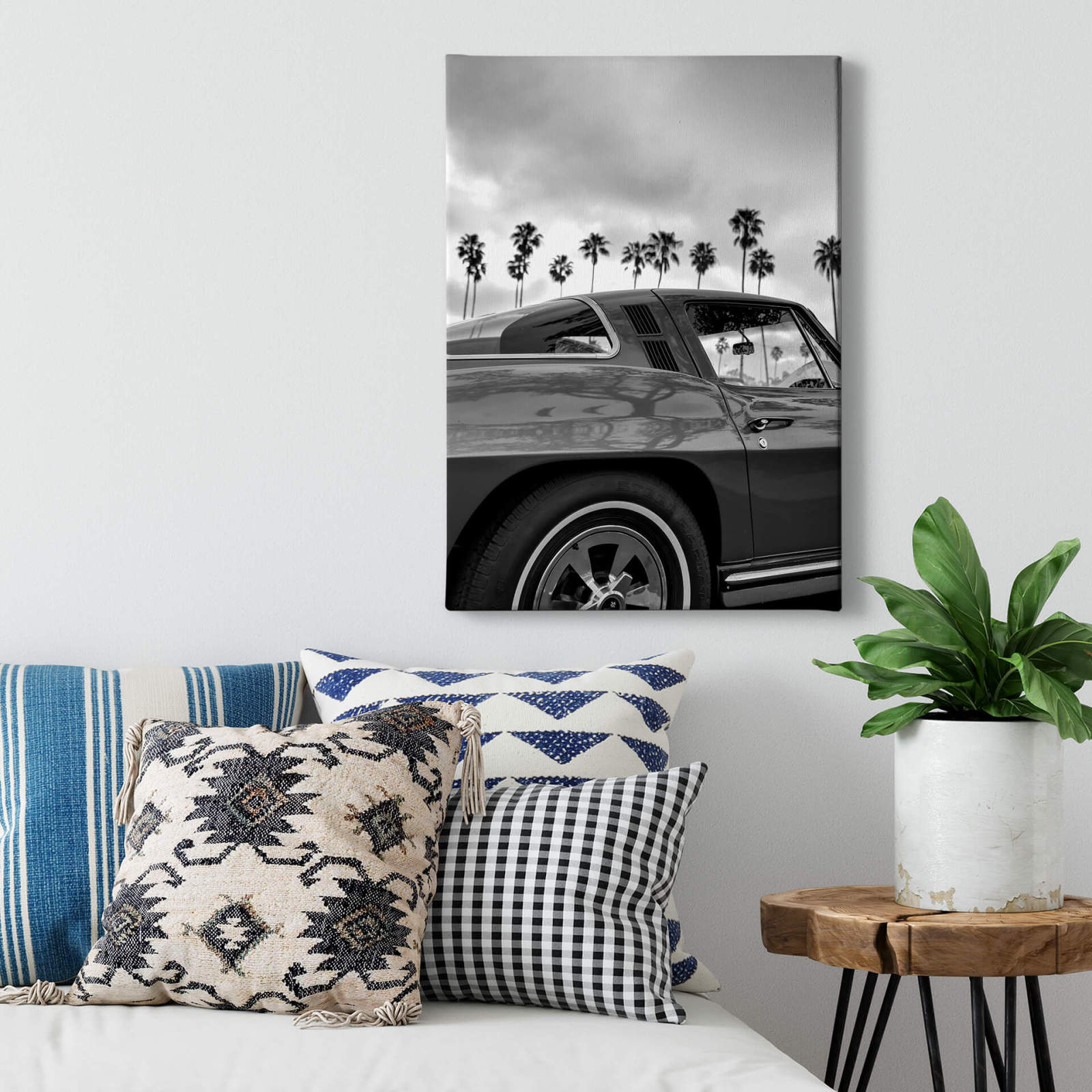 Leinwandbild OLDTIMER - schwarz-weiß - 50x70 cm