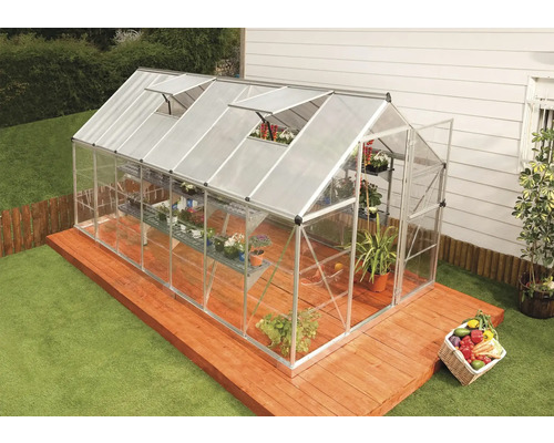 Hybride kas 6x14 polycarbonaat panelen 0,7 mm 426 x 185 cm zilver