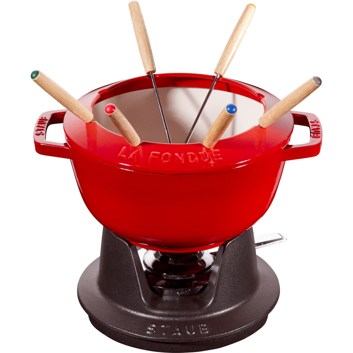 Fondue Sett 20 cm Rød med Creme Innside