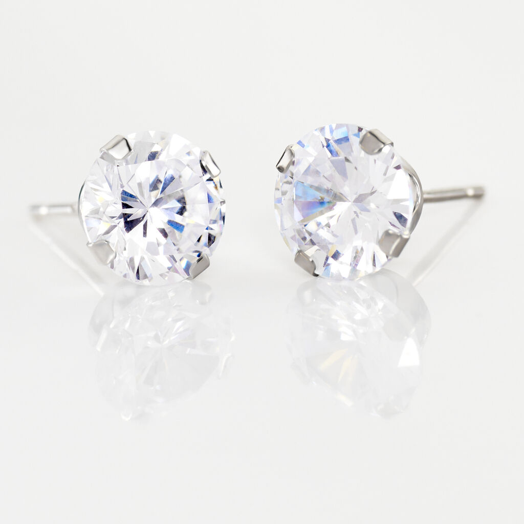 Boucles D'oreilles Puces Eddie Or Blanc Oxyde De Zirconium