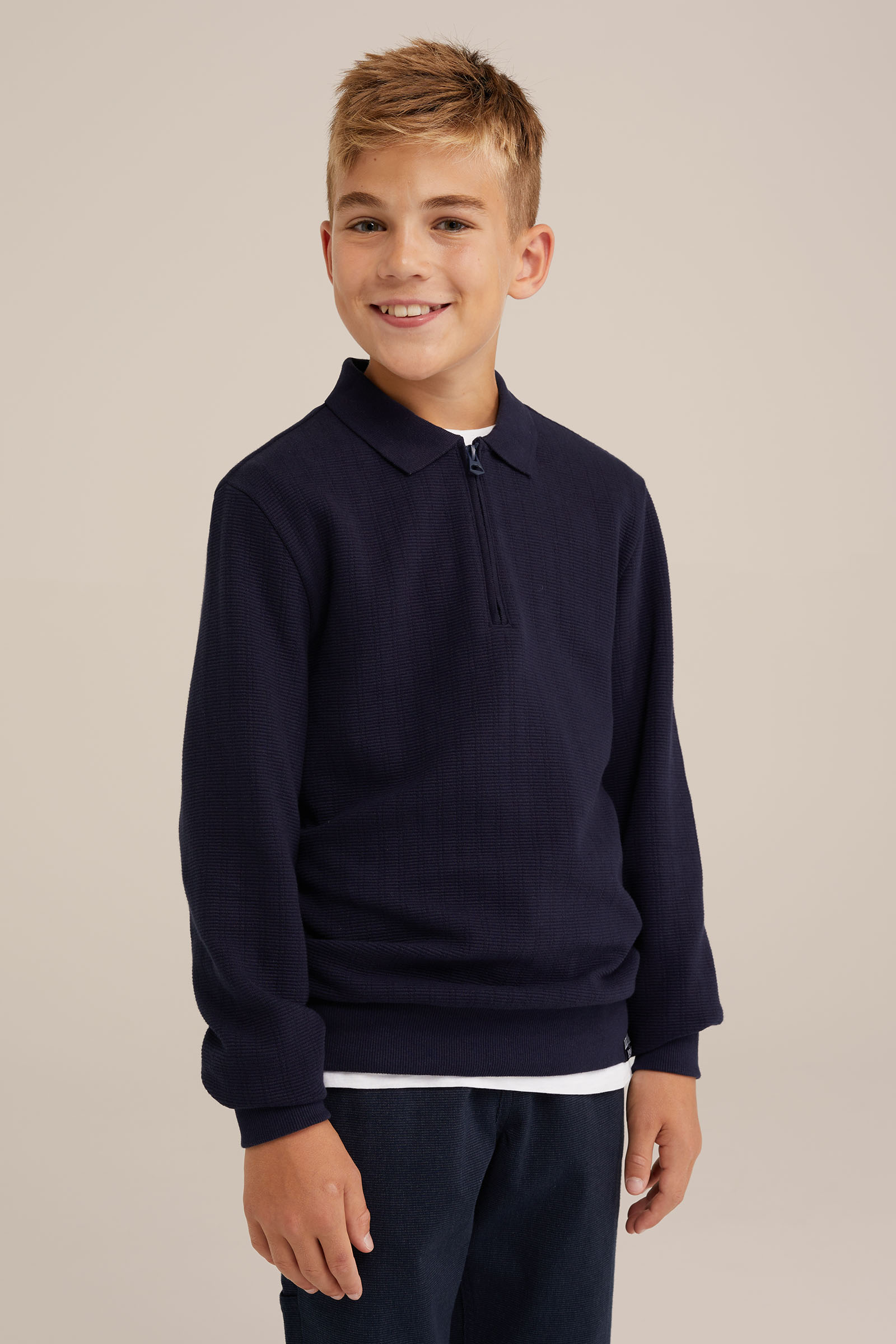 Jongens sweater met polokraag Blue Ridge Donkerblauw
