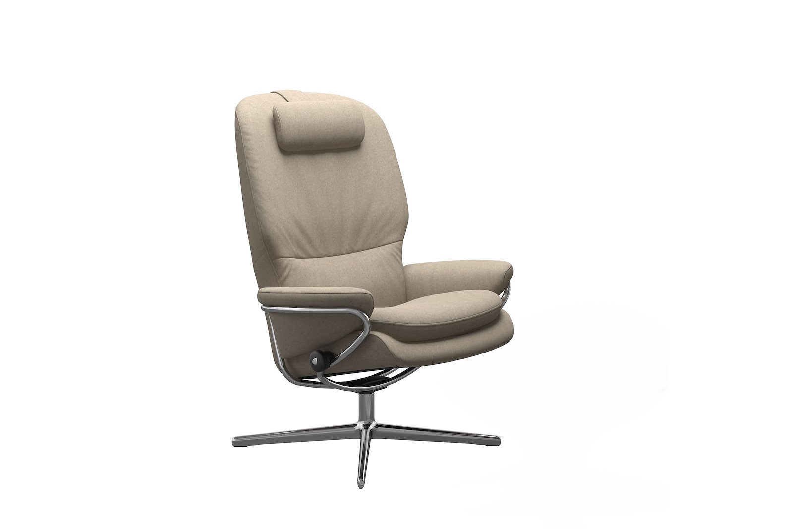 Rome lenestol Tekstil Calido Light Beige - Cross - Chrome