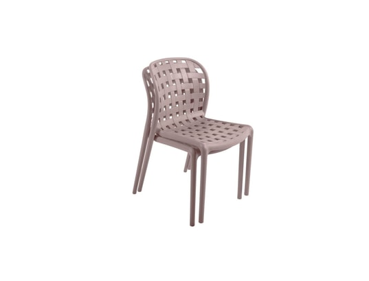 TOILINUX - Lot de 4 chaises de jardin en polypropylène sienne - gris