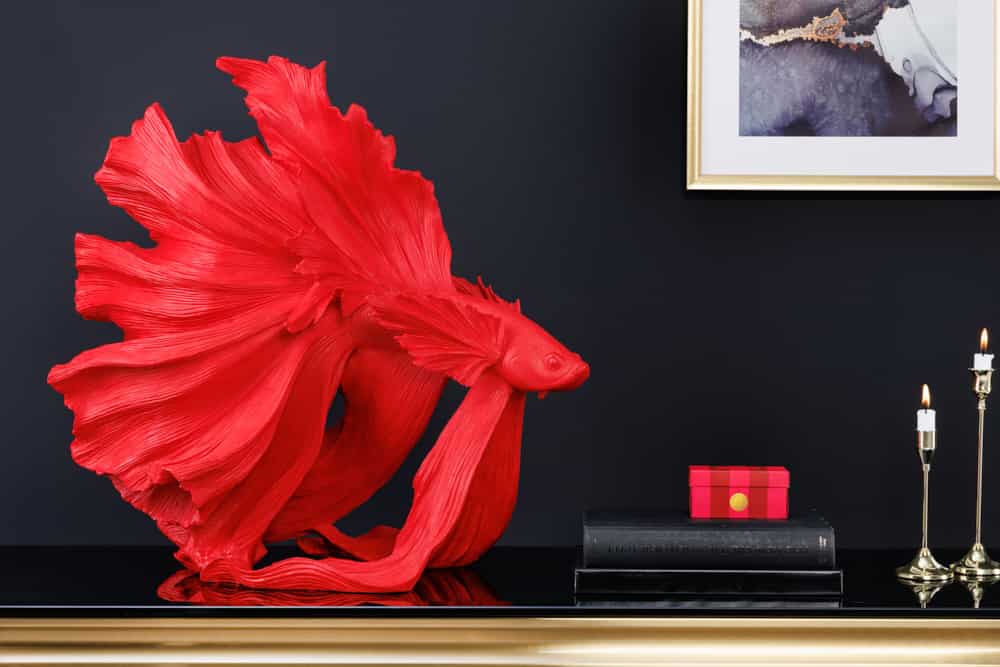 Design Deko Figur Kampffisch CROWNTAIL 65cm rot Betta Fisch Skulptur