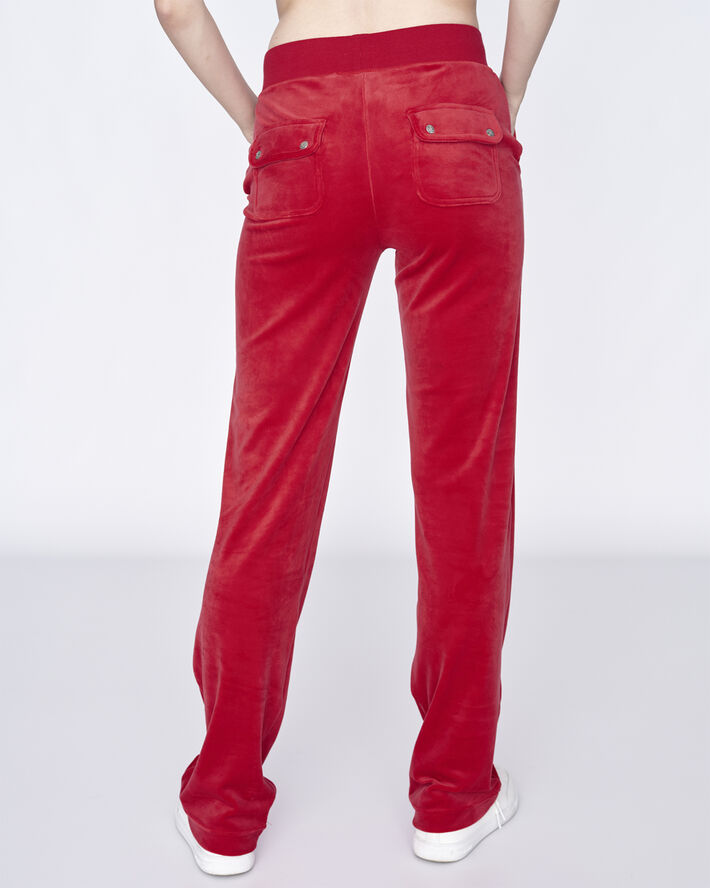 Juicy Couture Del Ray Classic Velour Pant Pocket Design Astor red