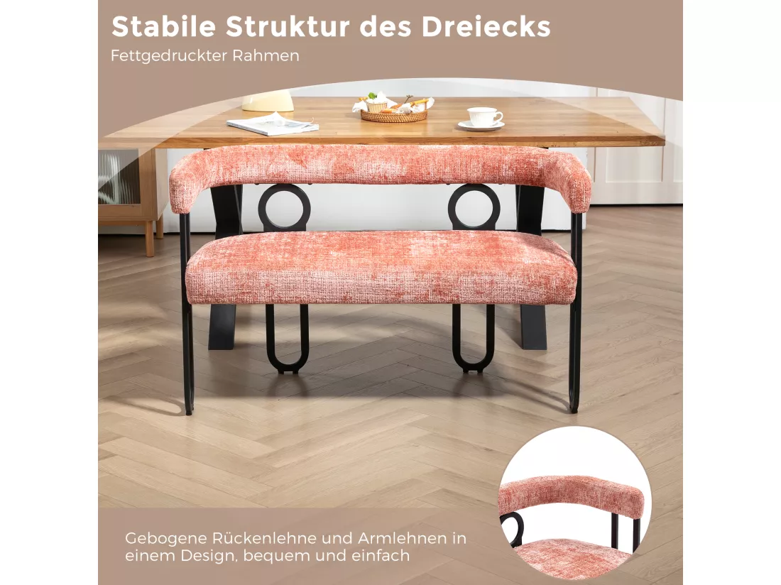 Haobosic - Canapé Double Moderne en Tissu Chenille Rose, Design Dossier Arrondi, Cadre Métallique Solide, 250 kg Capacité, Élégant et Confortable