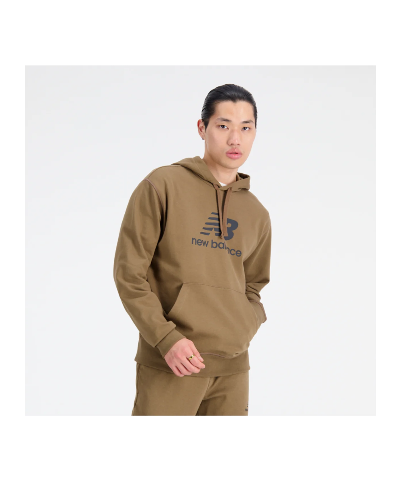 New Balance Essentials Logo Hoody Braun FDHE