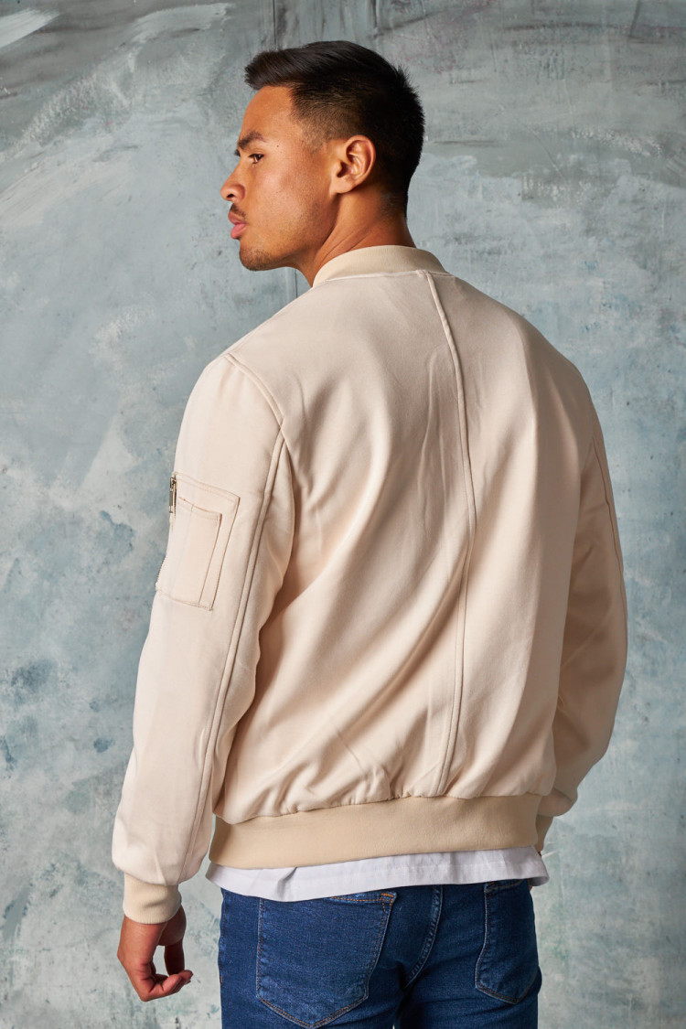 Bomber en suédine beige clair
