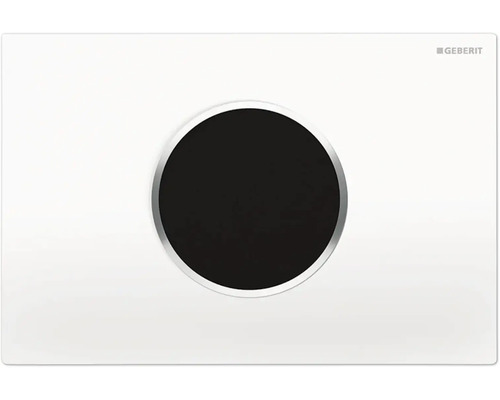 GEBERIT Sigma 10 bedieningsplaat voor WC-bediening, contactloos, infrarood, netvoeding, glanzend witte plaat / chromen sierring, 115.907.KJ.6
