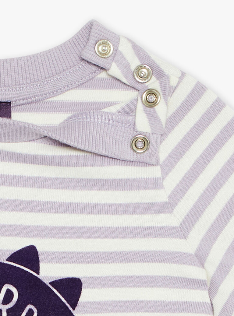 T-shirt lilas manches courtes à rayures