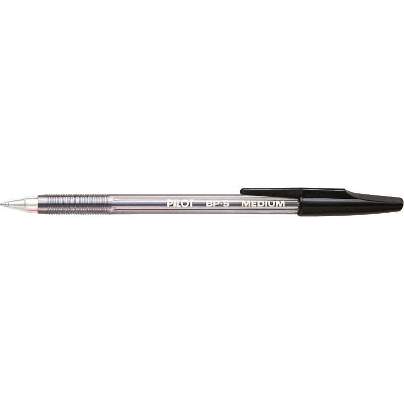 Stylo-bille pilot bp-s écriture moyenne 0.5mm encre douce pointe indéformable rechargeable corps translucide noir