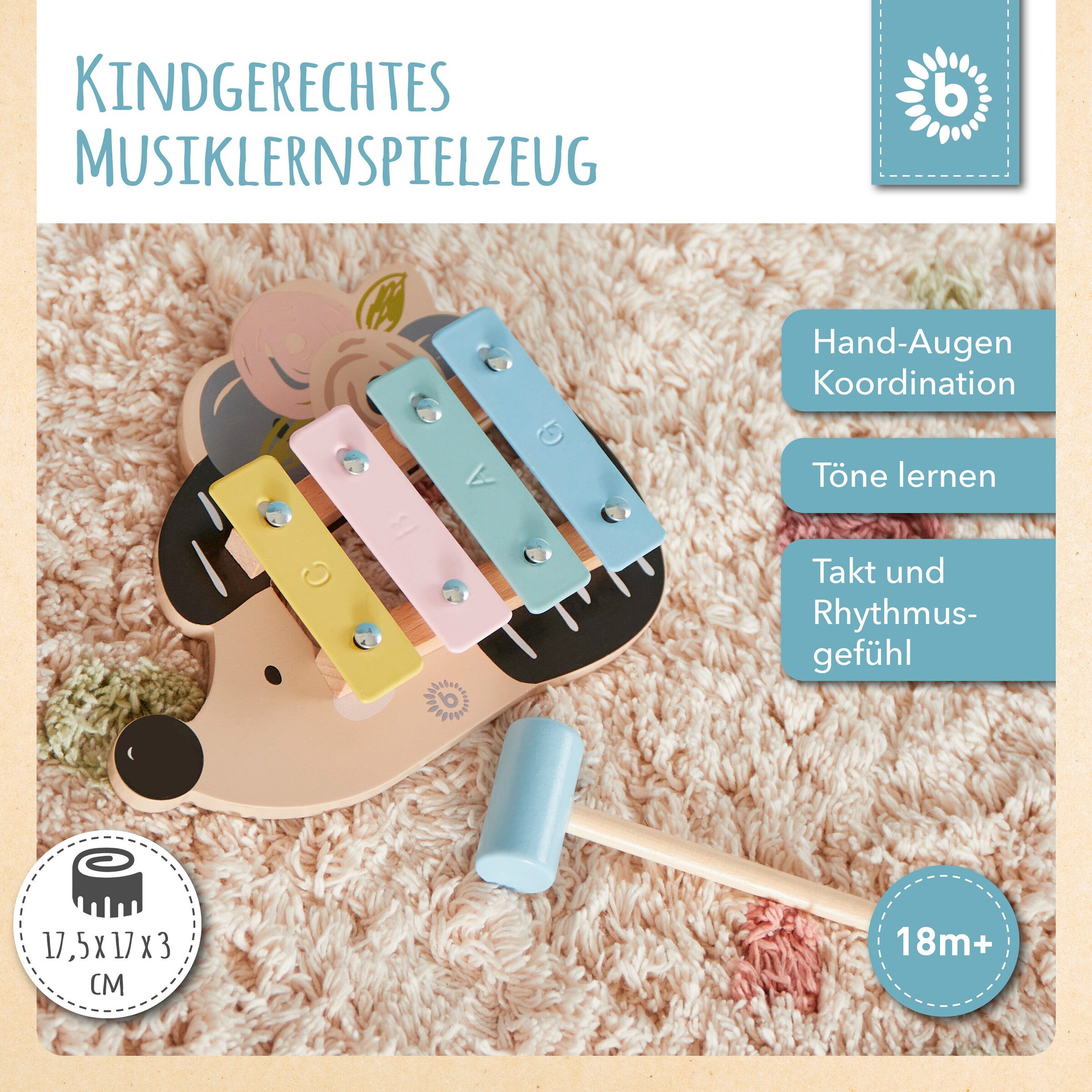 Bieco Xylophon Igel - ab 12 Monate Mehrfarbig