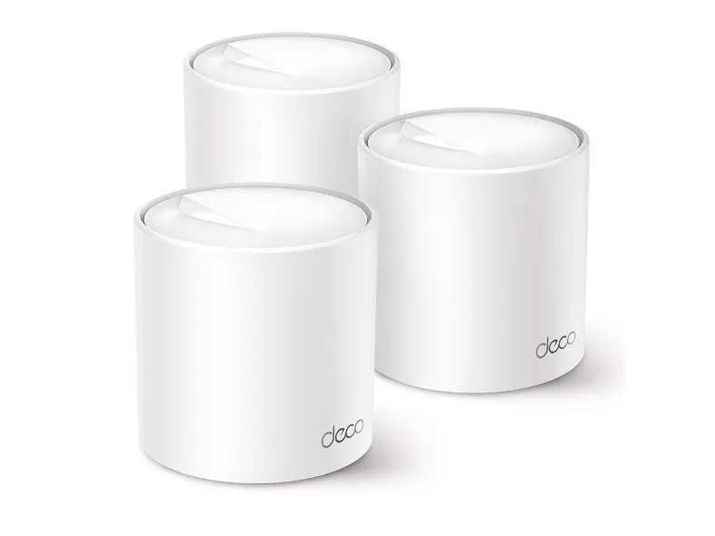 TP-Link Deco X50 (3-pack), Hvid, Intern, CE: <20 dBm (2.4 GHz) <23 dBm (5 GHz) FCC: <30 dBm (2.4 GHz) <30 dBm (5 GHz), Dual-band (2,4 GHz / 5 GHz), Wi-Fi 6 (802.11ax), 802.11a, 802.11b, 802.11g, Wi-Fi 4 (802.11n), Wi-Fi 5 (802.11ac), Wi-Fi 6 (802.11a