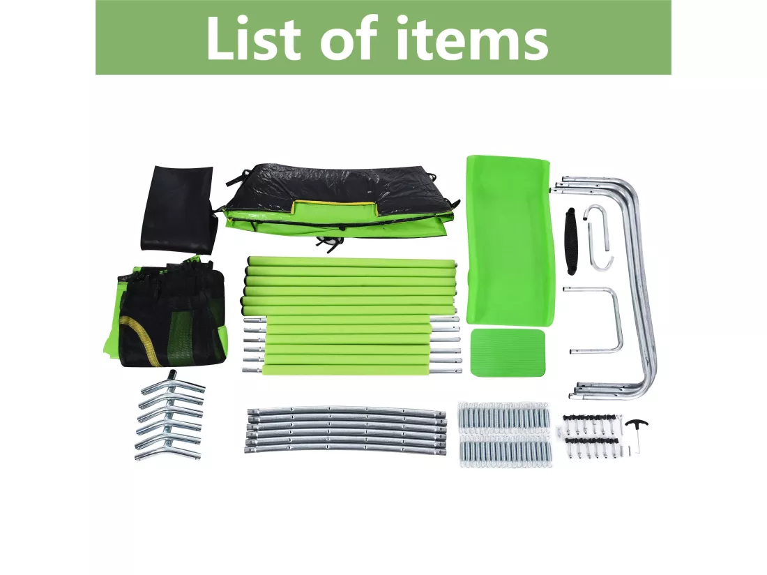 Trampoline de jardin extérieur certifié TÜV Rheinland - comprenant toboggan, filet de sécurité et accessoires - adapté aux enfants de plus de 3 ans - Vert