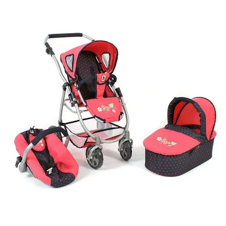 Bayer Chic 3in1 Kombi Puppenwagen EMOTION ALL IN, Dots Koralle