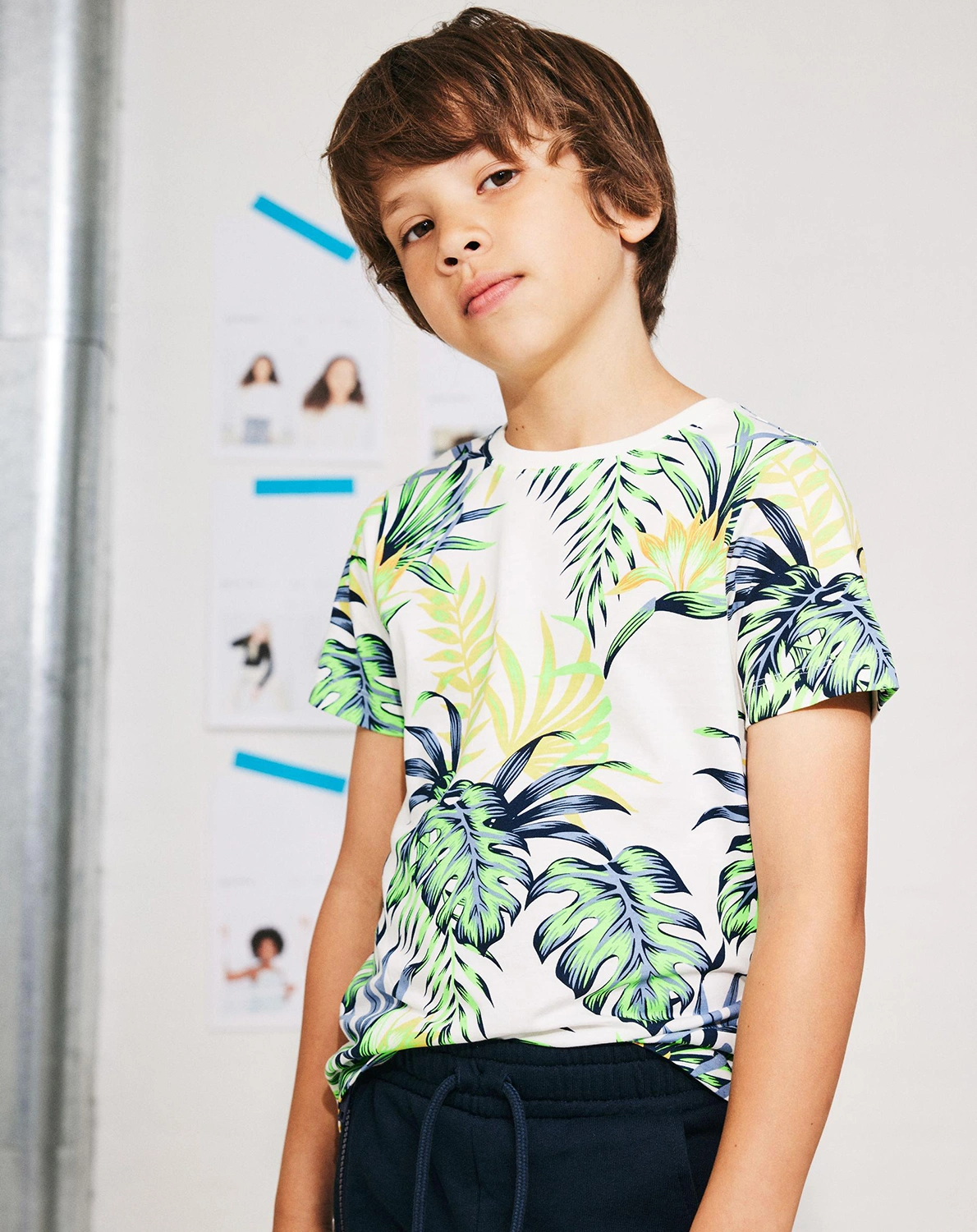 T-Shirt NKMFLANKO LEAVES in jet stream
