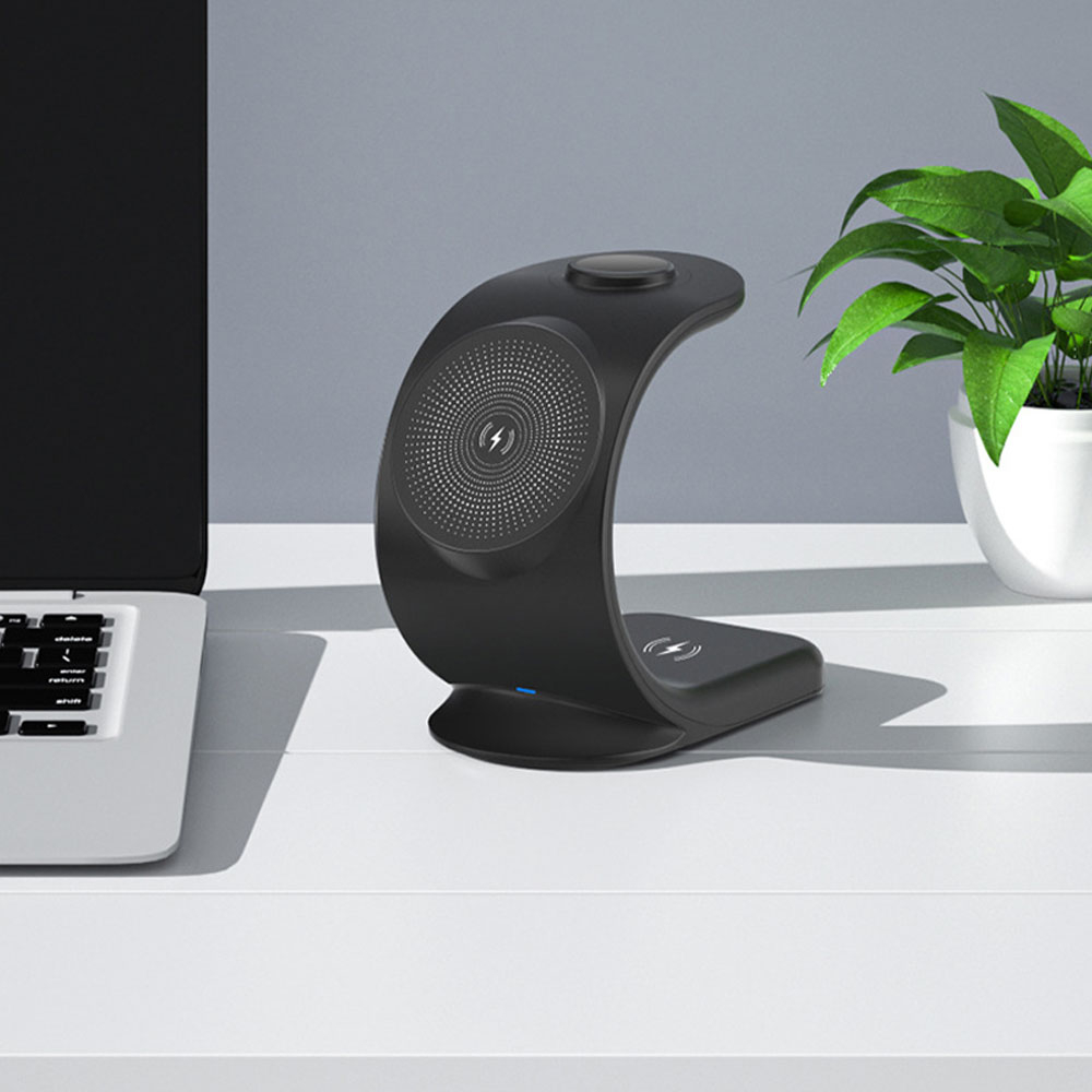 (15W) 3in1 MagSafe Qi Wireless Charger Ladegerät für Apple iPhone / Apple Airpods / Apple Watch Dockingstation - Weiss