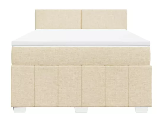 Sommier à lattes de lit avec matelas Crème 160x200 cm Tissu