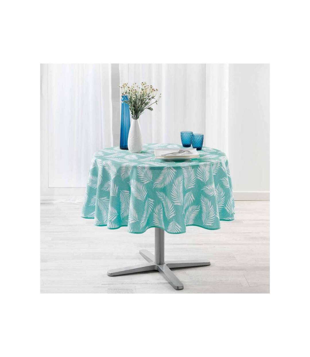Nappe Ronde Imprimée Lifette 180cm Menthe
