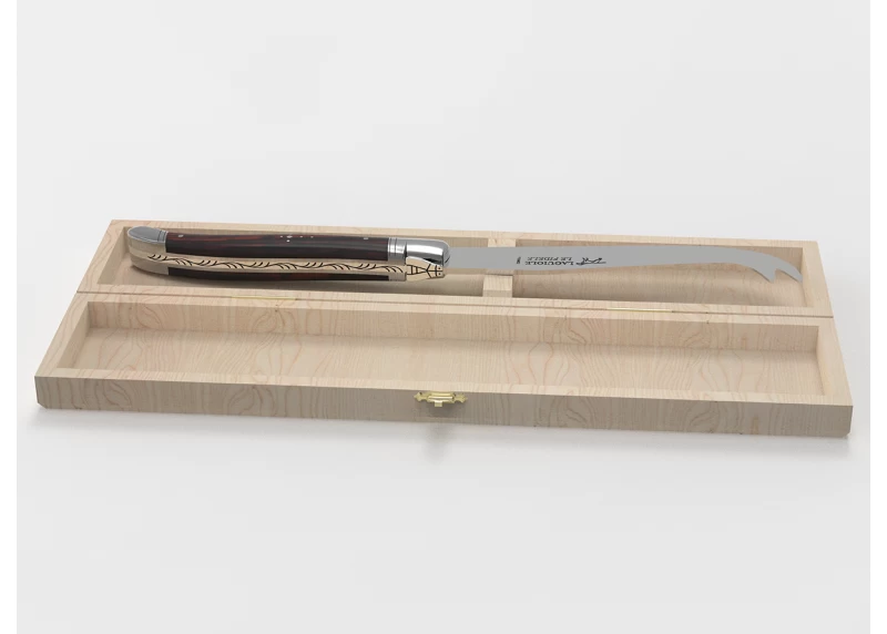 Couteau à fromage Laguiole avec un manche en bois d'amourette et mitres en acier inoxydable