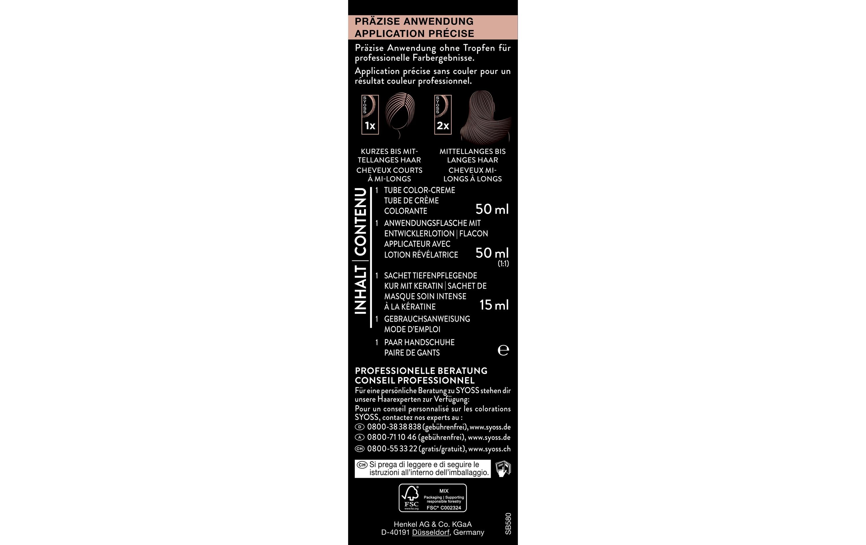 Haarcoloration 7-5 MittelaschblondPermanente Coloration mit Keratin verleiht einen kühlen Farbton