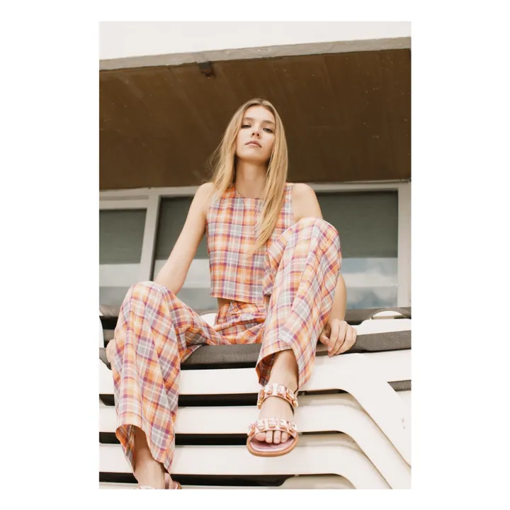 The Tiny Big Sister Pantalon Rayé Check | Orange
