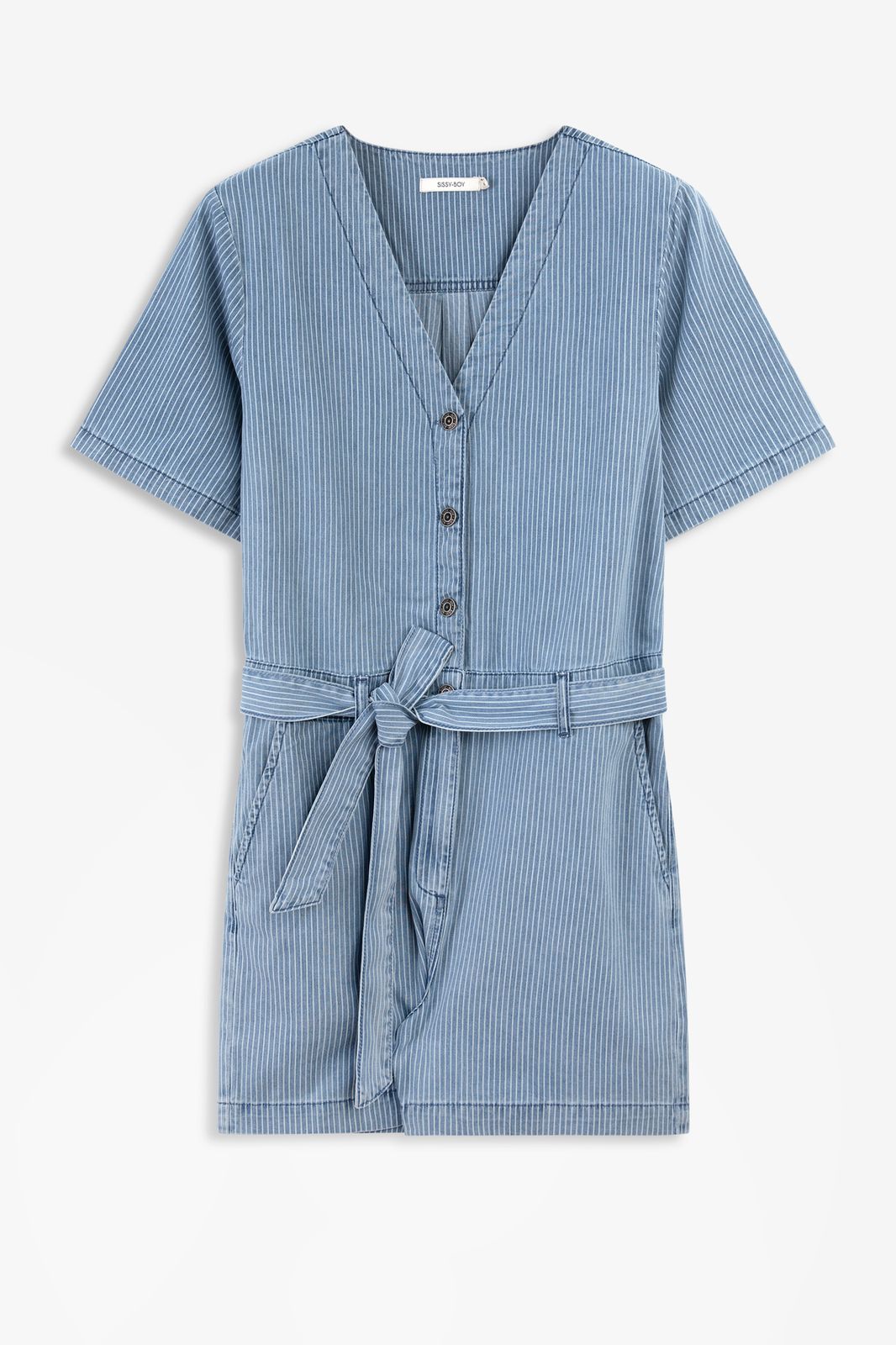 Blauwe playsuit met V-hals