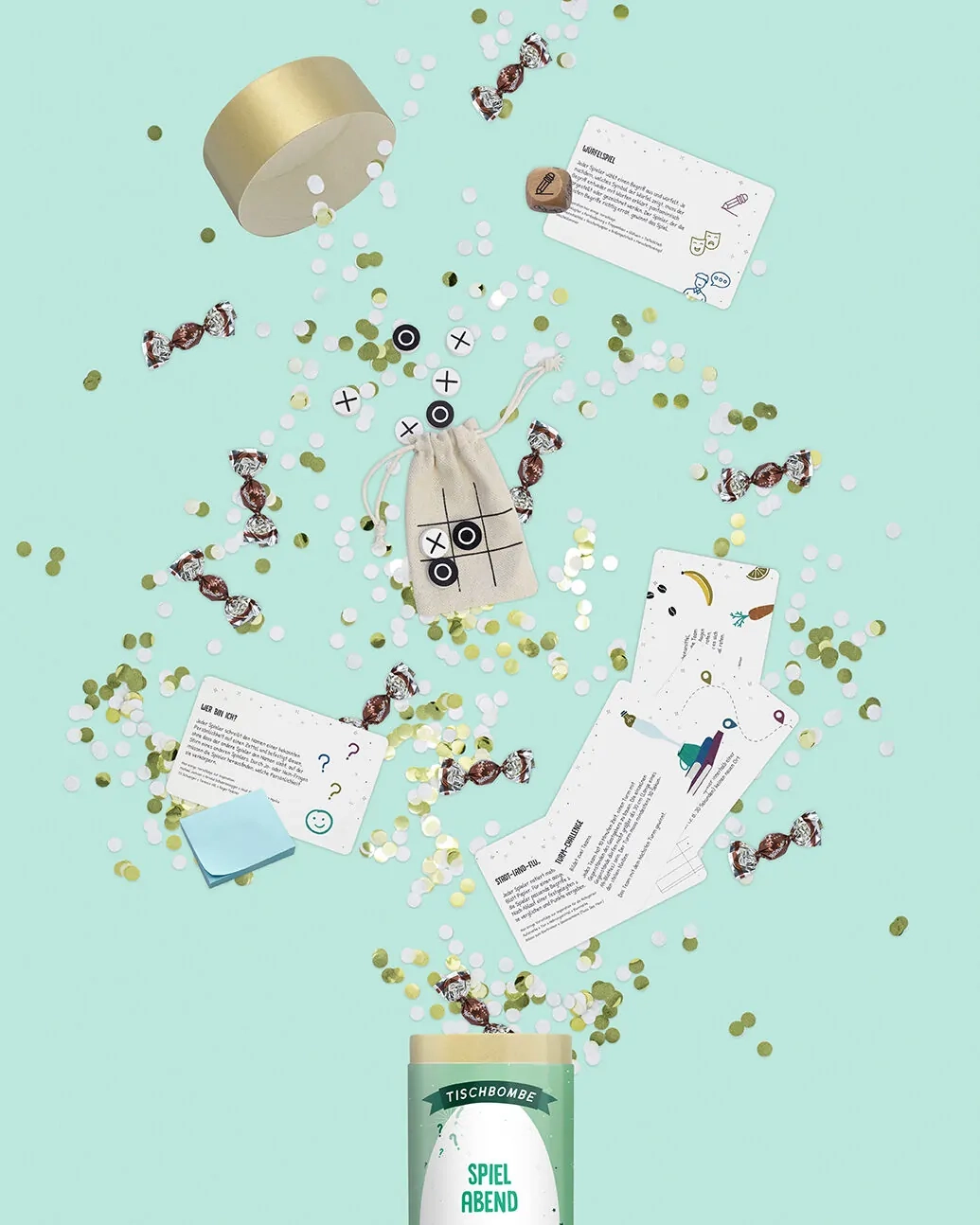 (29.7cm) Ø11cm Wiederverwendbare Tischbombe Deko Partybombe für Geburtstag / Silvester (TB-009) - Spieleabend