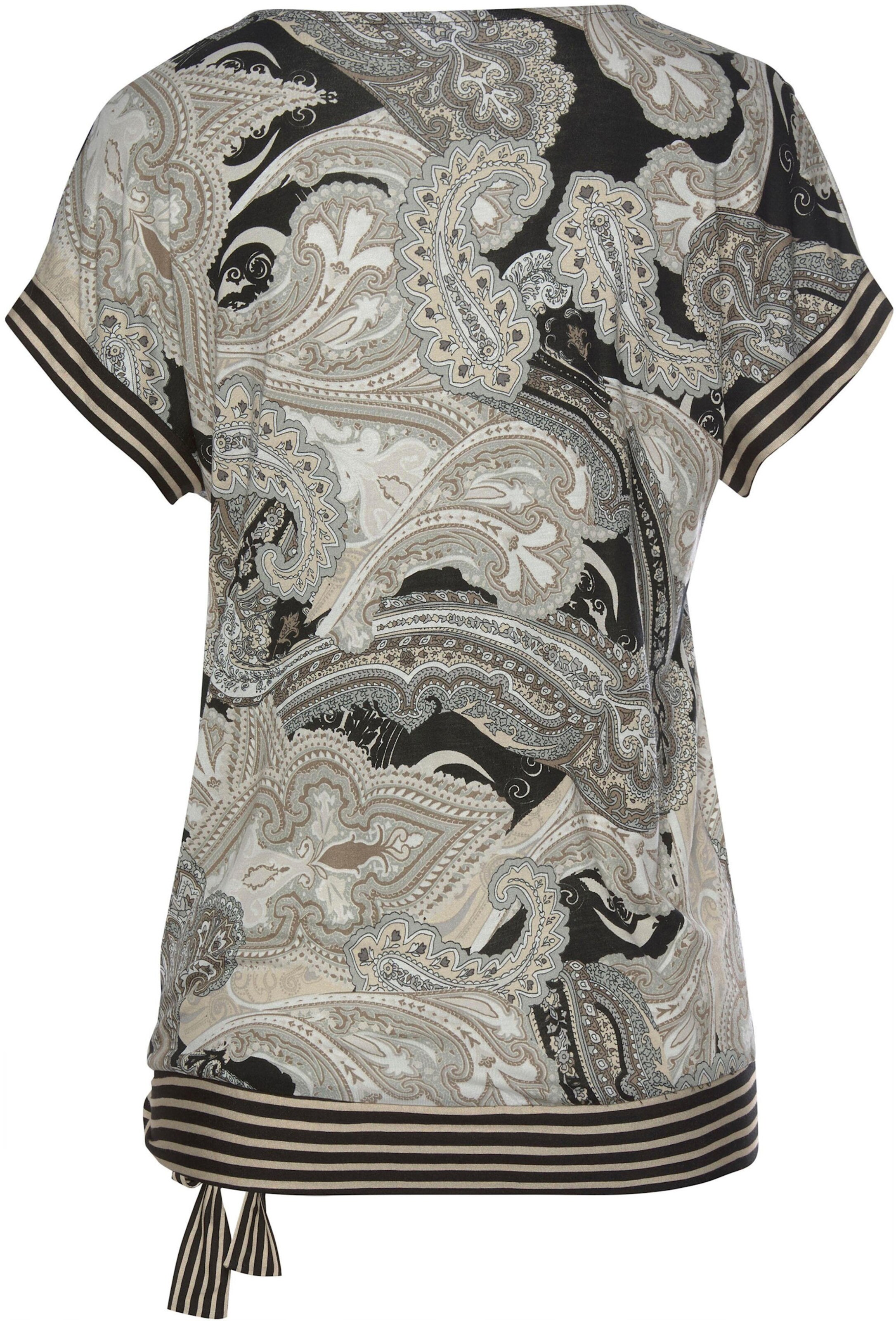LASCANA Kurzarmshirt in schwarz-taupe-bedruckt