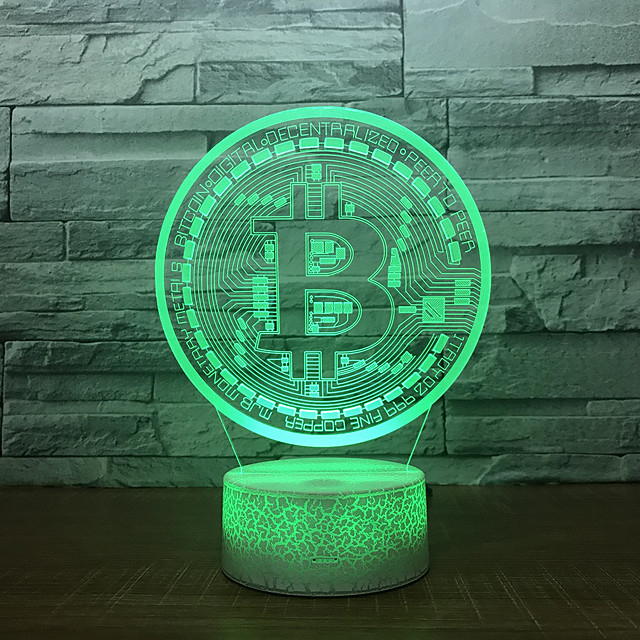 (195x145mm) 3D Bitcoin BTC LED Lampe Nachtlicht USB Home Deko Krypto Lampe mit Touch Schalter - Bunt