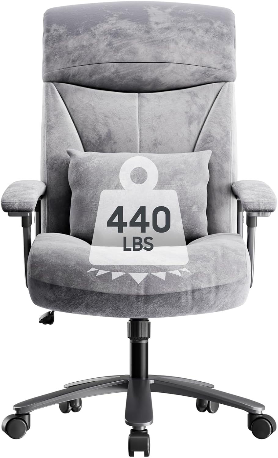 Bürostuhl Ergonomisch 200KG, Schreibtischstuhl Computerstuhl Office Chair, Hoher Rücken Ergonomischer Stuhl, Höhenverstellbarer, 360 ° drehbar, Grau Cord Stoff, (Aktualisierte)