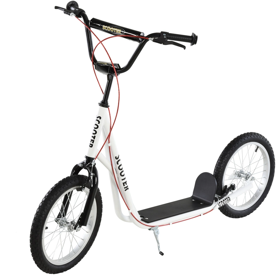 HOMCOM Kinderscooter mit Handbremse weiß