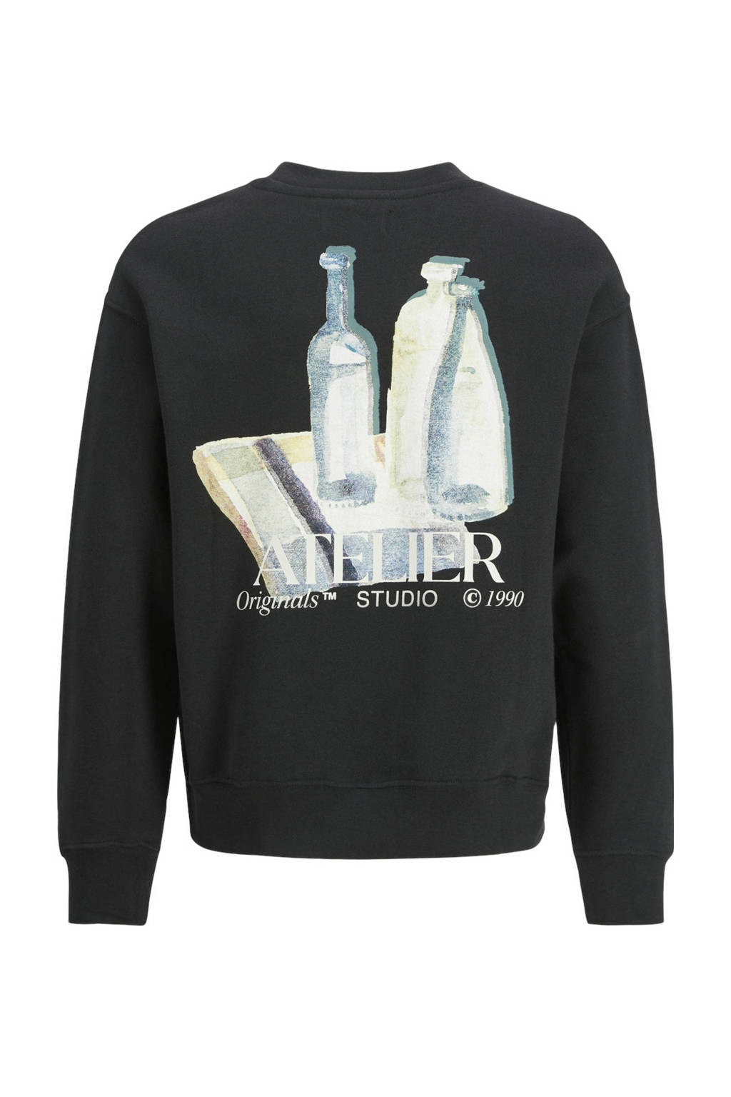 JACK & JONES sweater JORBROOKLYN met backprint zwart