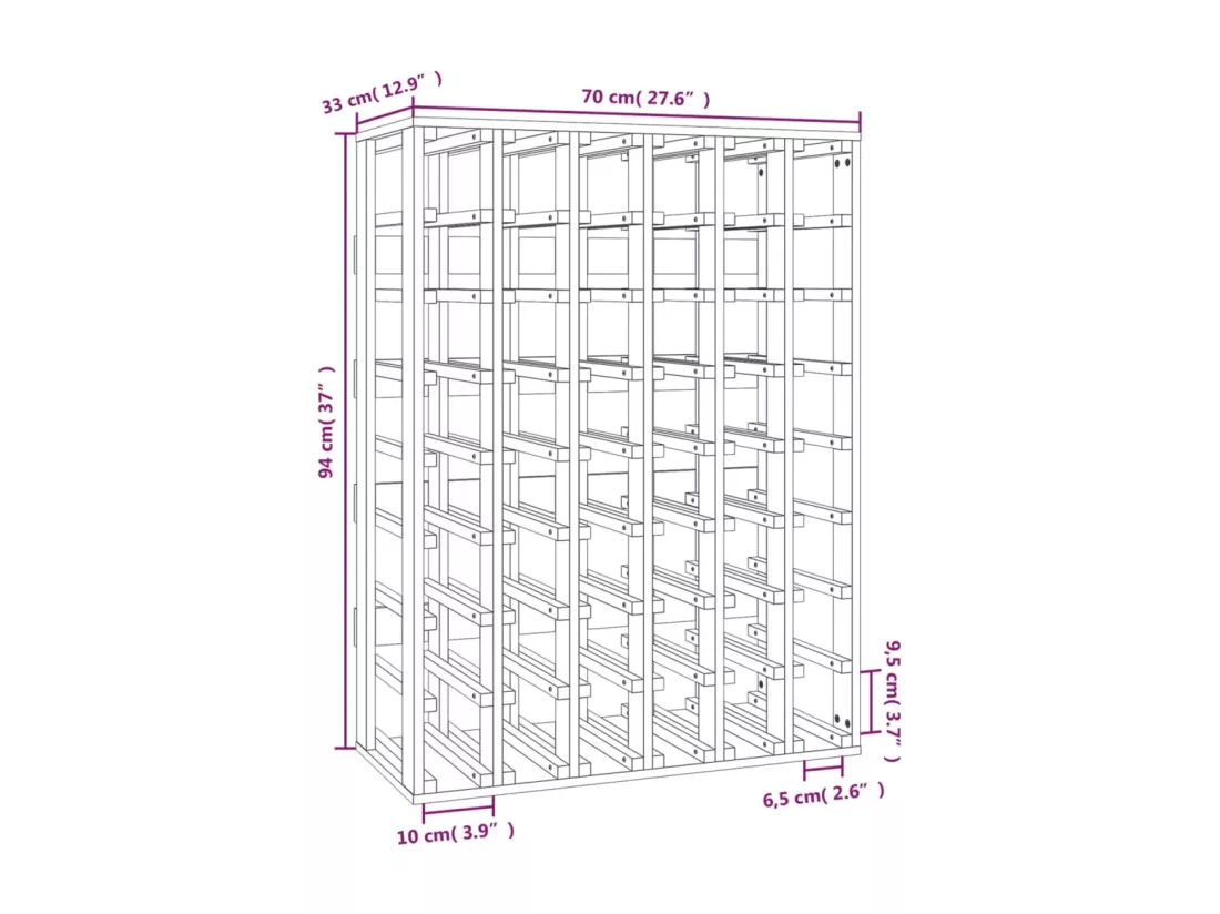Prolenta Premium - Casier à vin 70x33x94 cm Bois de pin massif