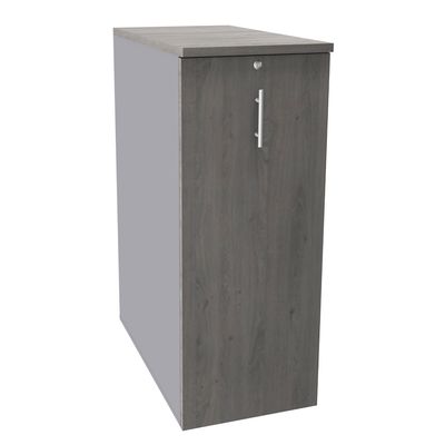 Caisson TOWER - L44 x H114 x P80 cm - 3 tablettes + 1 support DS réglable - structure alu - dessus et façade imitation chêne gris