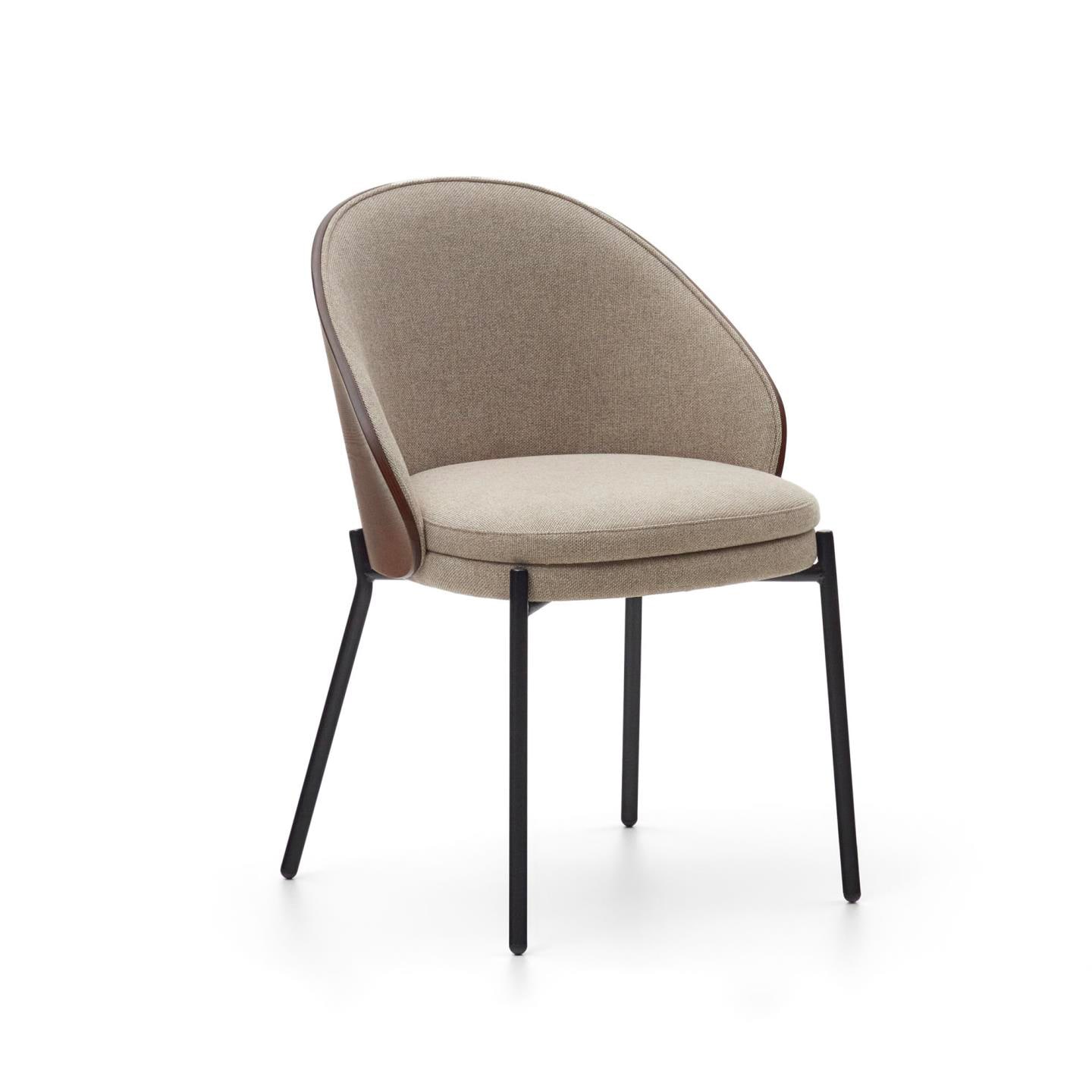 Kave Home Stuhl EAMY Chenille-Bezug hellbraun/braun/schwarz