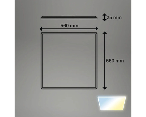 Dimbaar LED-paneel 55W 6000 lm 4000 K CCT verstelbaar wit 56x56 cm slank wit + achtergrondverlichtingseffect