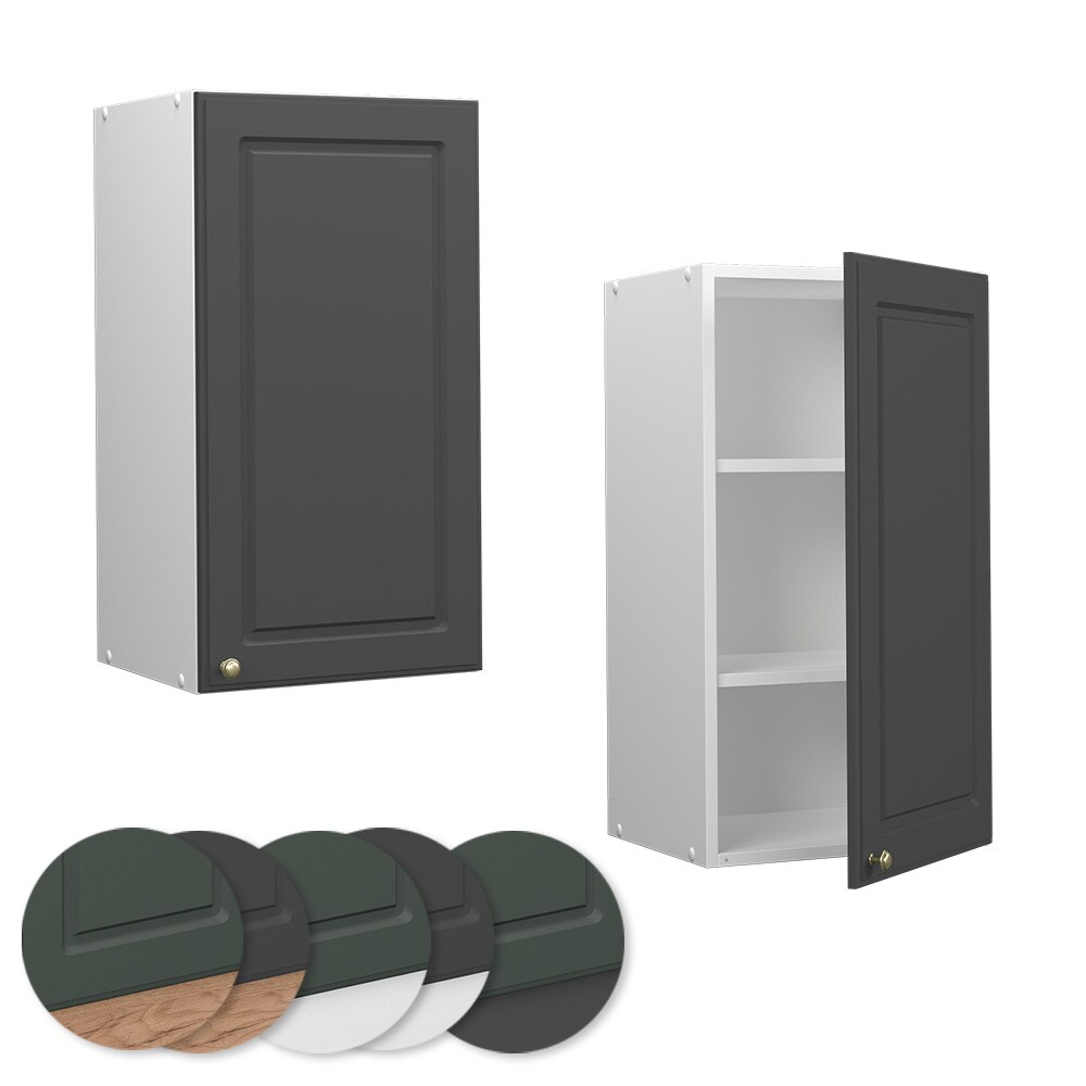 Vicco Hängeschrank Küchenschrank Küchenmöbel Fame-Line Weiß Anthrazit-Gold Landhaus 40 cm Küche Einbauküche Hängeschrank Drehtür Einlegeboden Küchenzeile