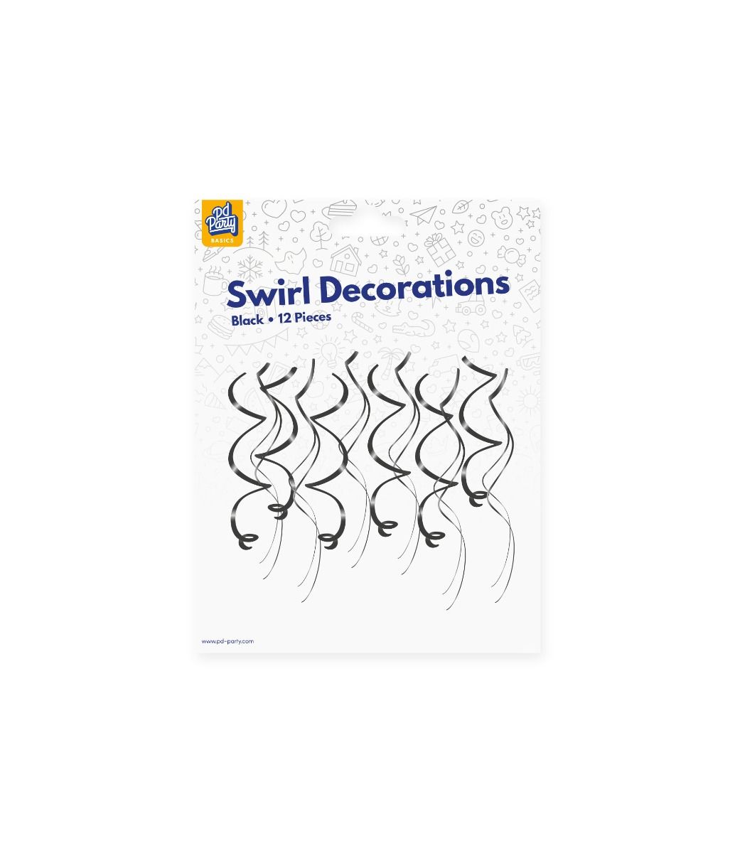 Zwarte Hangdecoratie Swirls 12st