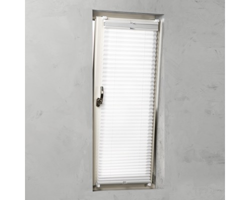 Soluna dubbel plisségordijn met zijspan, wit, 45x130 cm
